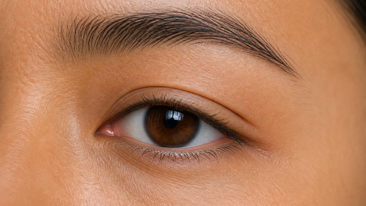 Realistic example of downturned eyes